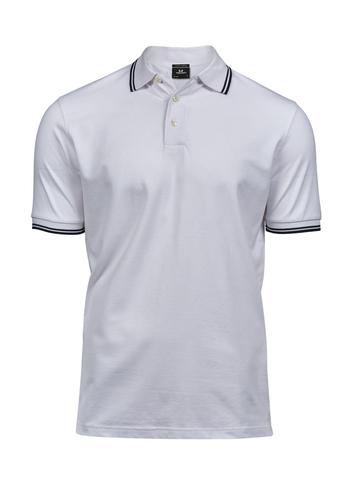 Luxury Stripe Stretch Polo - 321 - WHITE-NAVY