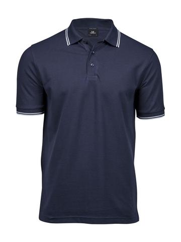 Luxury Stripe Stretch Polo - 323 - NAVY-WHITE