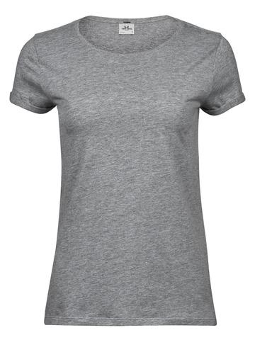 Ladies Roll-Up Tee - 007 - Heather Grey