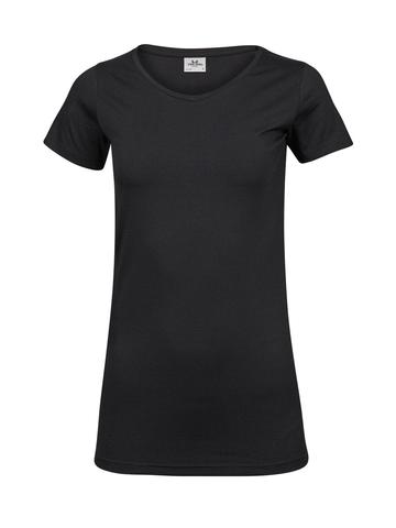 Ladies Fashion Stretch Tee Extra Length - 002 - Black