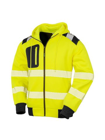 Recycled Robust Zipped Safety Hoody - YEBK - YELLOW-BLACK