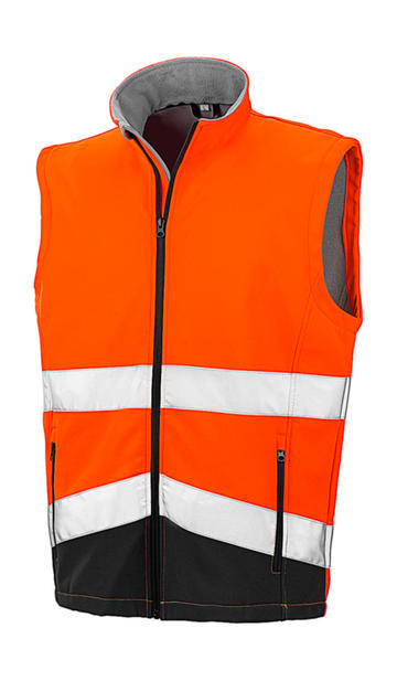 Bodywarmer Softshell Printable Safety  - 478 - FLUORESCENT ORANGE-BLACK