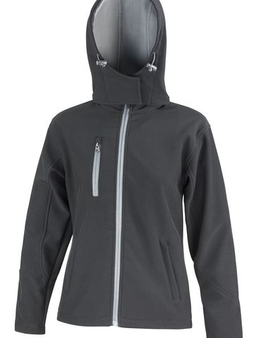 Softshell donna TX Performance con cappuccio - BKGY - Black-Grey