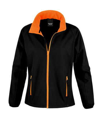 Women Printable Softshell - 178 - BLACK-ORANGE