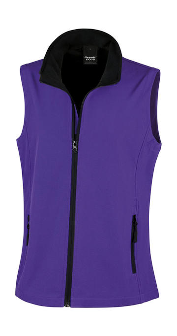 Women Printable Softshell Bodywarmer - 371 - PURPLE-BLACK