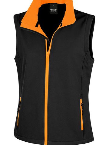 Women Printable Softshell Bodywarmer - BKOR - BLACK-ORANGE