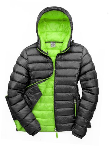 Womens Snow Bird Hooded Jacket - BKLM - BLACK-LIME