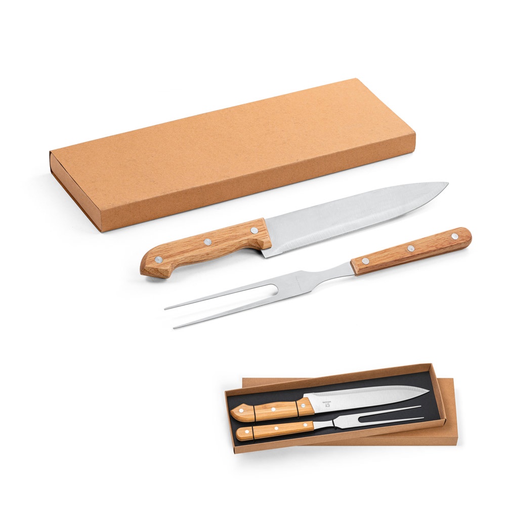 SALSA. Set per barbecue composto da 2 utensili in bambú e acciaio inossidabile