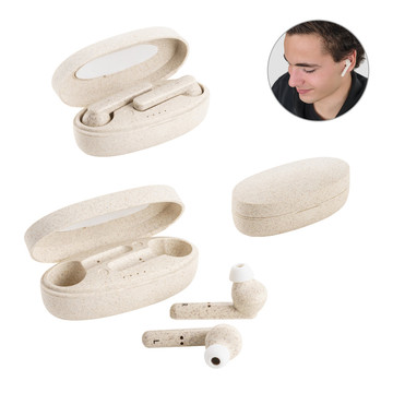 FOURIER. Auricolari wireless con durata della batteria di 3 ore in fibra di paglia di grano e PP - FOURIER. Auricolari wireless con durata della batteria di 3 ore in fibra di paglia di grano e PP