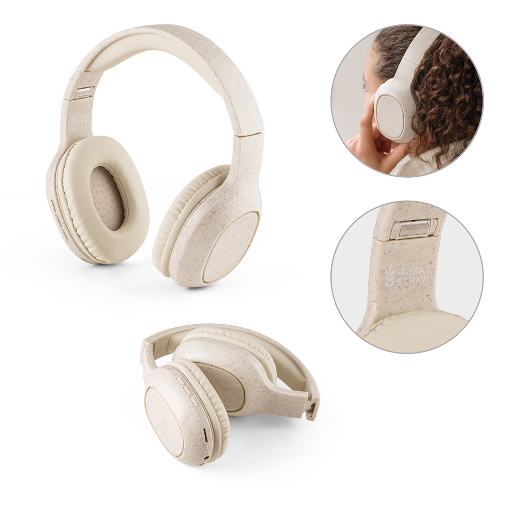 FEYNMAN. Cuffie wireless pieghevoli con batteria di 4 ore in paglia di grano e ABS