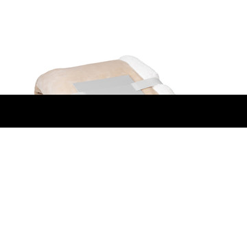 HEIDEN. Coperta reversibile in pile confezionata (190 g/m²) con nastro in raso e cartoncino personalizzabile - 131 - Beige