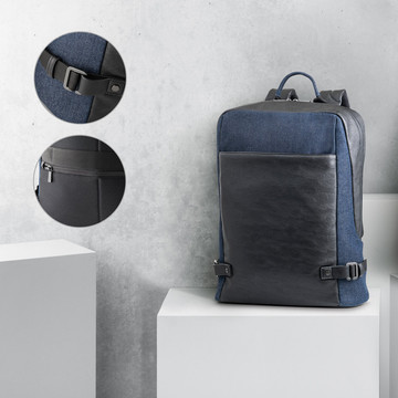 DIVERGENT BACKPACK I. Zaino porta PC fino a 15'6'' in denim e PU - DIVERGENT BACKPACK I. Zaino porta PC fino a 15'6'' in denim e PU