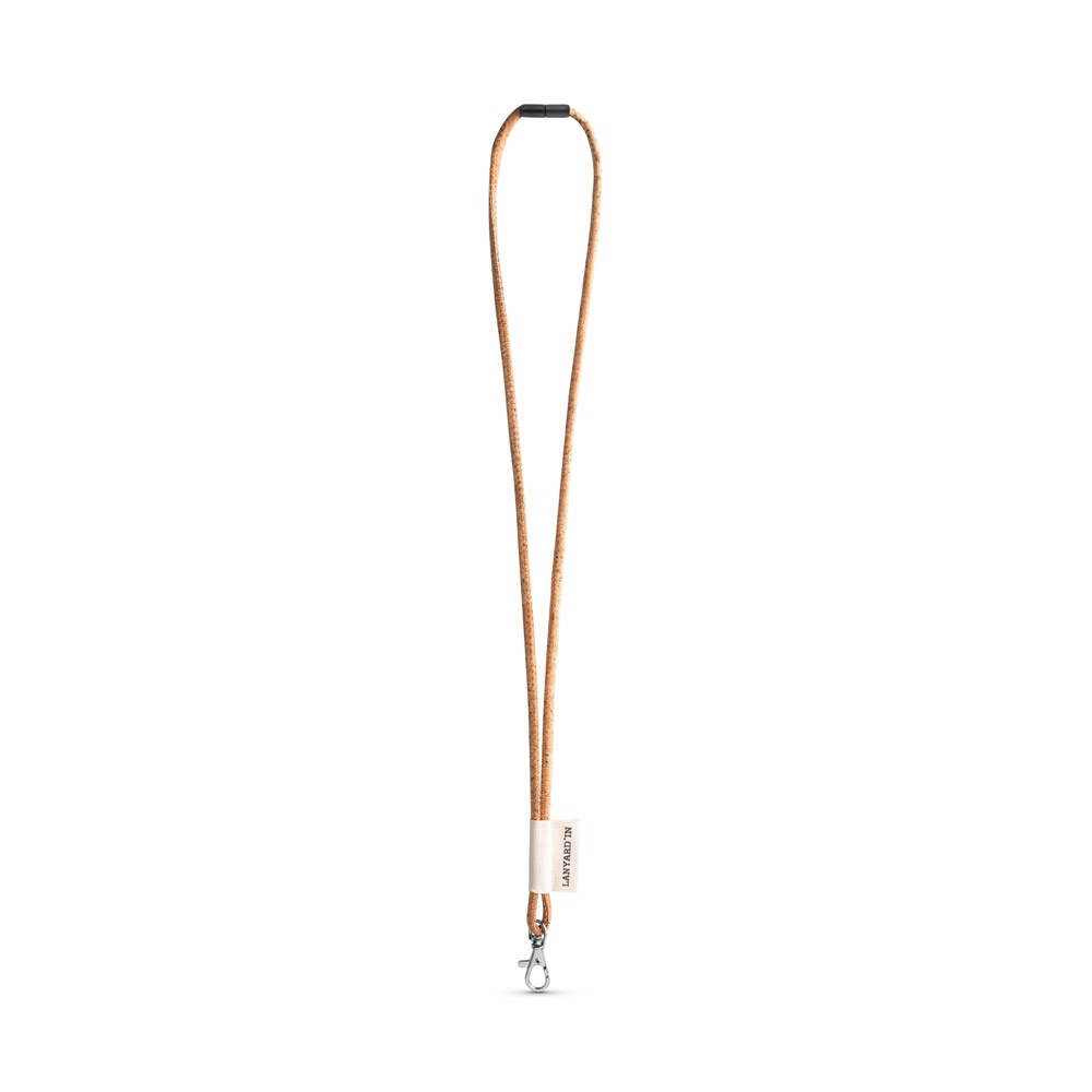 75096. SET Lanyard CORK Lungo (Ø 5 mm) con moschettone a grilletto da 9 mm e chiusura di sicurezza da Ø 5 mm