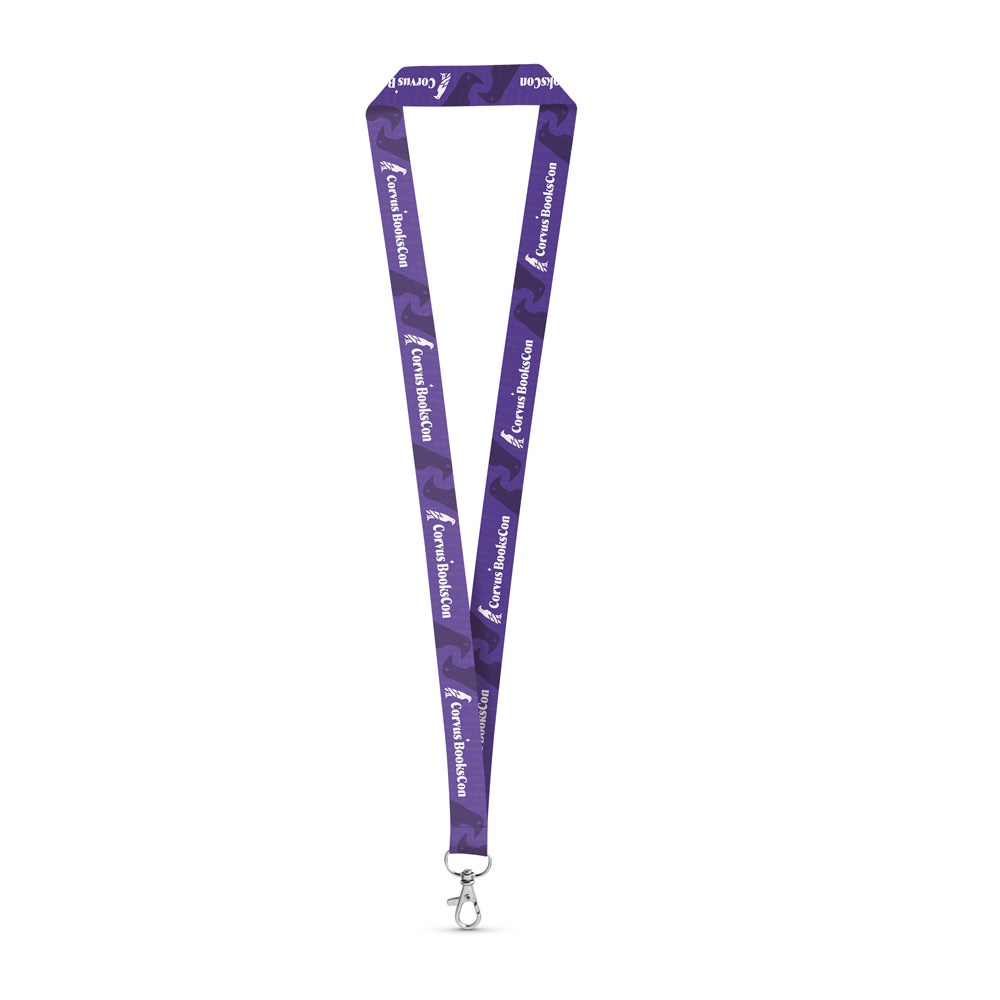 WINDSOR. SET Lanyard SUBLIMATION Long II (20 mm) in poliestere riciclato (100% rPET) con moschettone a leva da 20 mm