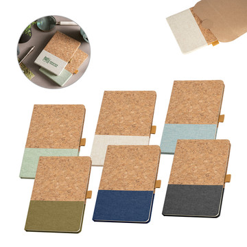 KLEE. Block notes A5 in sughero e lino con pagine a righe - KLEE. Block notes A5 in sughero e lino con pagine a righe