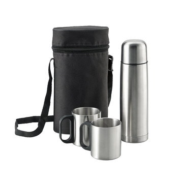 DURANT. Set con thermos e tazze in acciaio inossidabile - 107 - Cromato