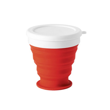 ASTRADA. Bicchiere da viaggio pieghevole in silicone e PP 250 mL - 105 - Rosso