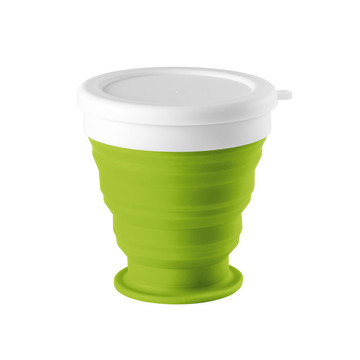 ASTRADA. Bicchiere da viaggio pieghevole in silicone e PP 250 mL - 119 - Verde chiaro