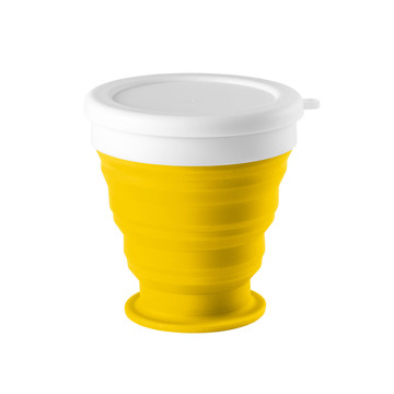 ASTRADA. Bicchiere da viaggio pieghevole in silicone e PP 250 mL - 108 - Giallo