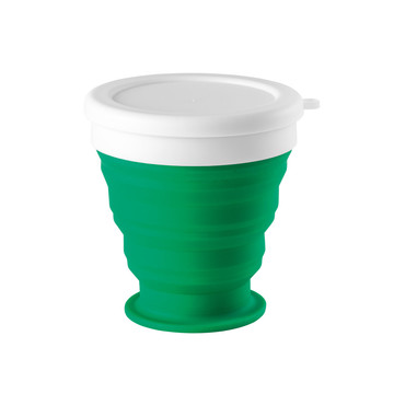 ASTRADA. Bicchiere da viaggio pieghevole in silicone e PP 250 mL - 109 - Verde