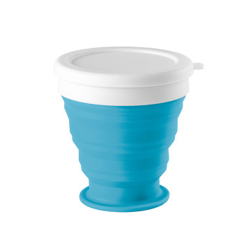 ASTRADA. Bicchiere da viaggio pieghevole in silicone e PP 250 mL - 124 - Azzurro