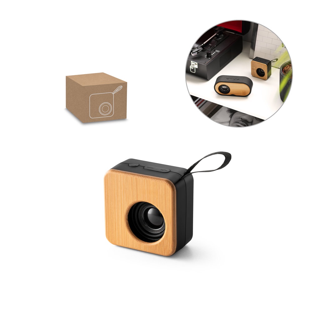MAYER. Altoparlante portatile da 3W con autonomia di 4 ore in bambù e ABS riciclato (100% rABS)