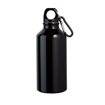 LANDSCAPE S. Borracce sportive in alluminio con moschettone 400 mL - 103 - Nero