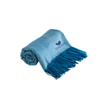 SMOOTH. Coperta 100% acrilico con nastro e cartoncino personalizzabile (270 g/m²) - 104 - Blu