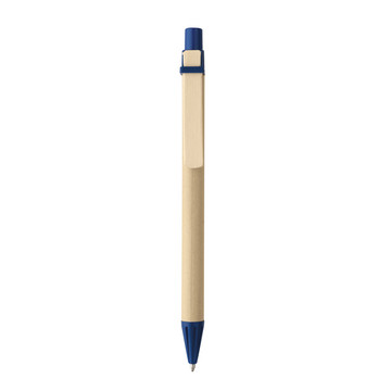 NAIROBI. Penna a sfera in carta kraft e clip in legno - 104 - Blu