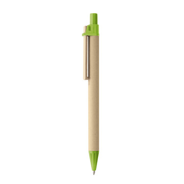 NAIROBI. Penna a sfera in carta kraft e clip in legno - 119 - Verde chiaro