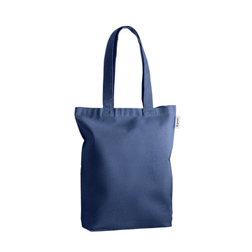 MERIDA. Borsa (220 g/m²) in cotone (50%), cotone riciclato (30%) e poliestere (20% rPET) - 104 - Blu