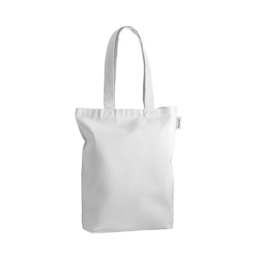 MERIDA. Borsa (220 g/m²) in cotone (50%), cotone riciclato (30%) e poliestere (20% rPET) - 106 - Bianco