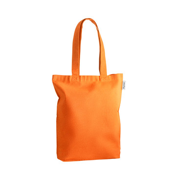 MERIDA. Borsa (220 g/m²) in cotone (50%), cotone riciclato (30%) e poliestere (20% rPET) - 128 - Arancione