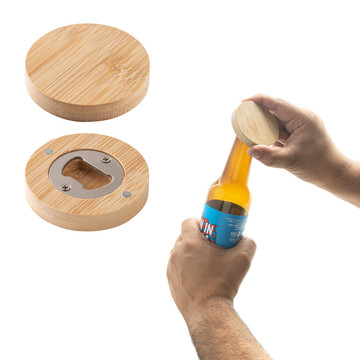 AMCHUR. Sottobicchiere in bambù con apribottiglie