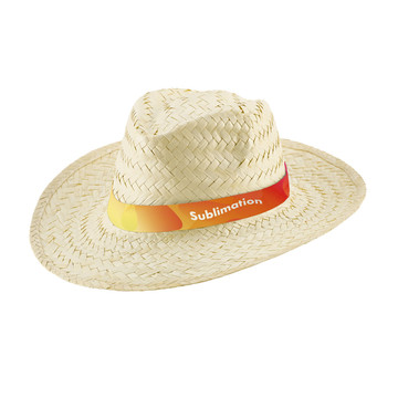 EDWARD RIB. Cappello in paglia naturale con nastro sublimatico - 106 - Bianco