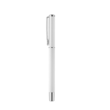 DANEY. Penna roller in alluminio riciclato (100% rAL) con clip - 106 - Bianco