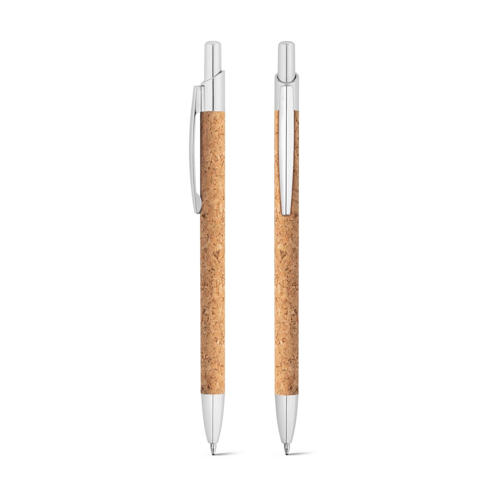 NATURA. Penna a sfera in sughero e alluminio riciclato (100% rAL) con clip