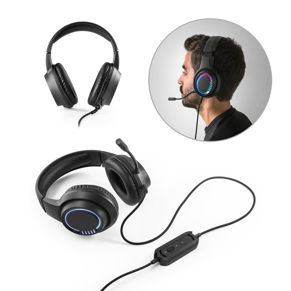 Thorne Headset RGB. Cuffie da gioco in ABS con cavo da 2 m, microfono e luci LED RGB