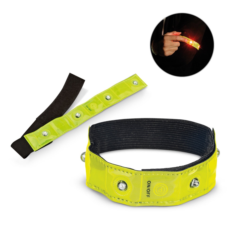 VISIBLE. Polsino riflettente con 4 LED rossi