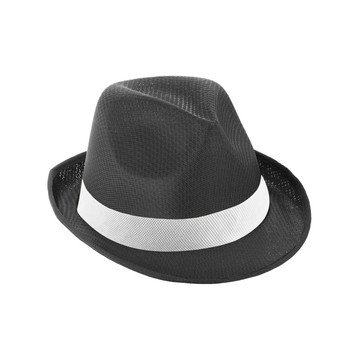 MANOLO POLI. Cappello in PP con nastro in poliestere bianco - 103 - Nero
