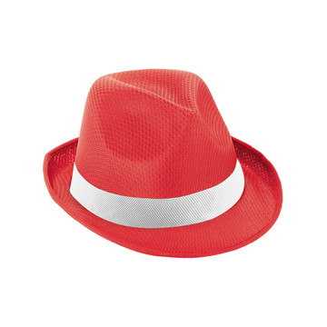 MANOLO POLI. Cappello in PP con nastro in poliestere bianco - 105 - Rosso