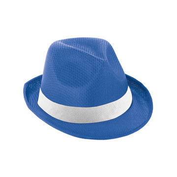 MANOLO POLI. Cappello in PP con nastro in poliestere bianco - 114 - Blu reale