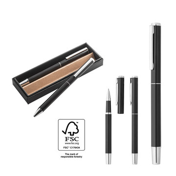LEAH. Set penna roller e penna a sfera in alluminio (rispettivamente al 94% e al 94%) con clip - LEAH. Set penna roller e penna a sfera in alluminio (rispettivamente al 94% e al 94%) con clip
