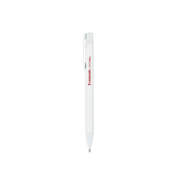 CLINT. Penna a sfera in alluminio riciclato (100% rAL) con finitura in gomma - 106 - Bianco