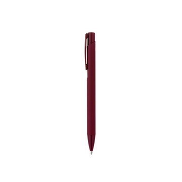 CLINT. Penna a sfera in alluminio riciclato (100% rAL) con finitura in gomma - 115 - Bordeaux