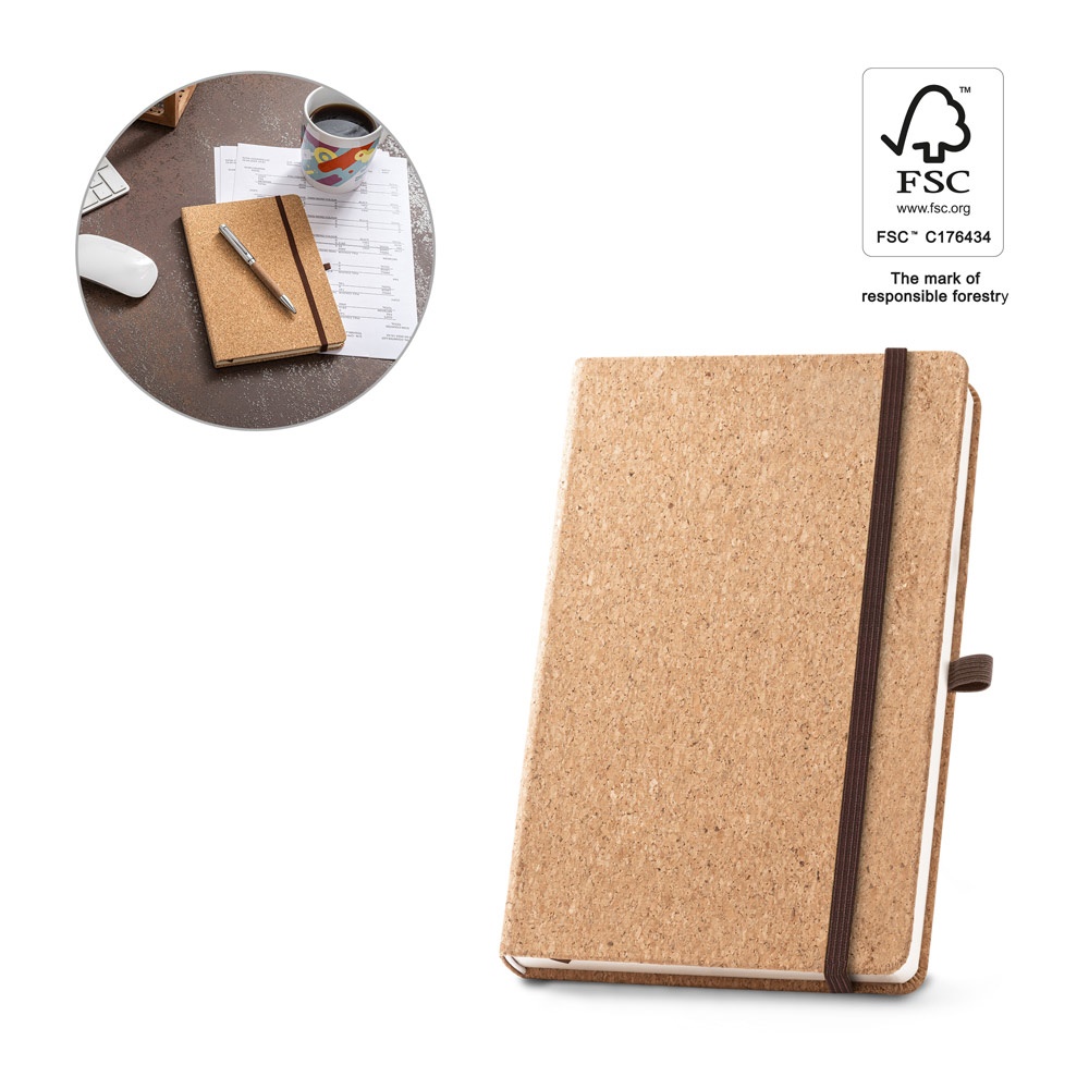 HAWKINS A5. Block notes A5 in sughero con pagine lisce
