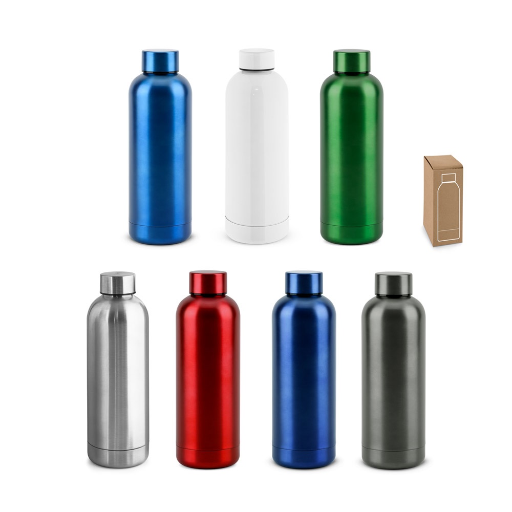 ODIN METTALIC. Borraccia in acciaio inox riciclato al 90% 550 mL
