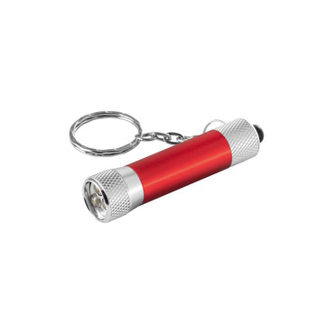 RE-LERGAN. Portachiavi in ​​alluminio (riciclato al 92%) con torcia LED a 3 luci - 105 - Rosso