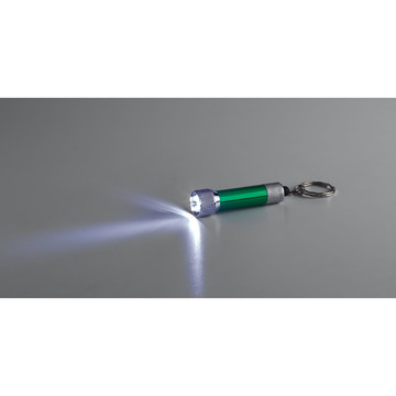 RE-LERGAN. Portachiavi in ​​alluminio (riciclato al 92%) con torcia LED a 3 luci - 109 - Verde