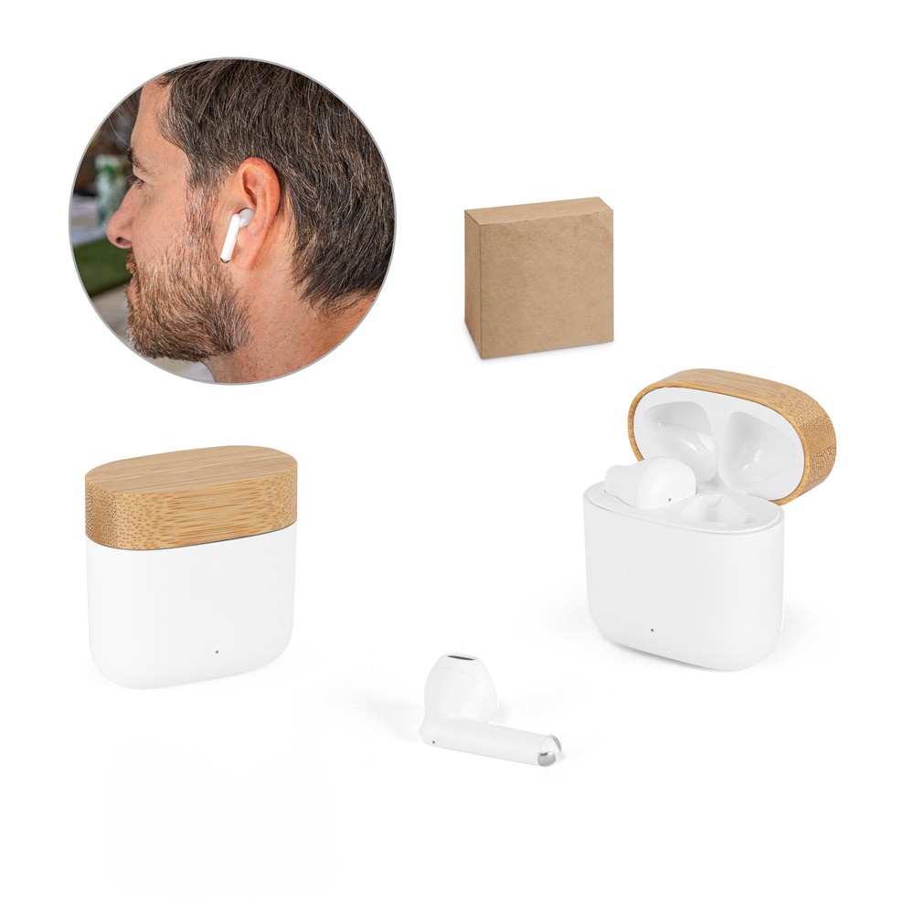 COBAIN. Auricolari wireless con 5 ore di autonomia in ABS riciclato (100% rABS) e bambù